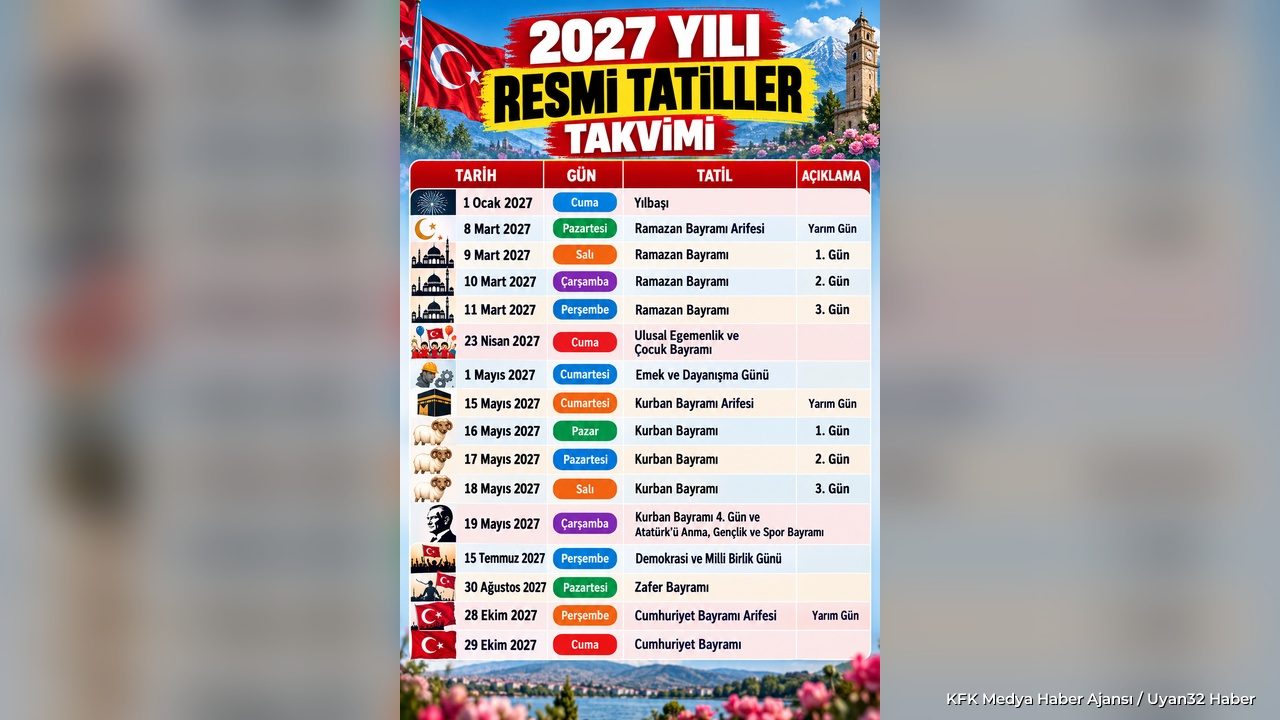2027 Resmi Tatil Takvimi Belli Oldu: Hangi Günler Tatil?