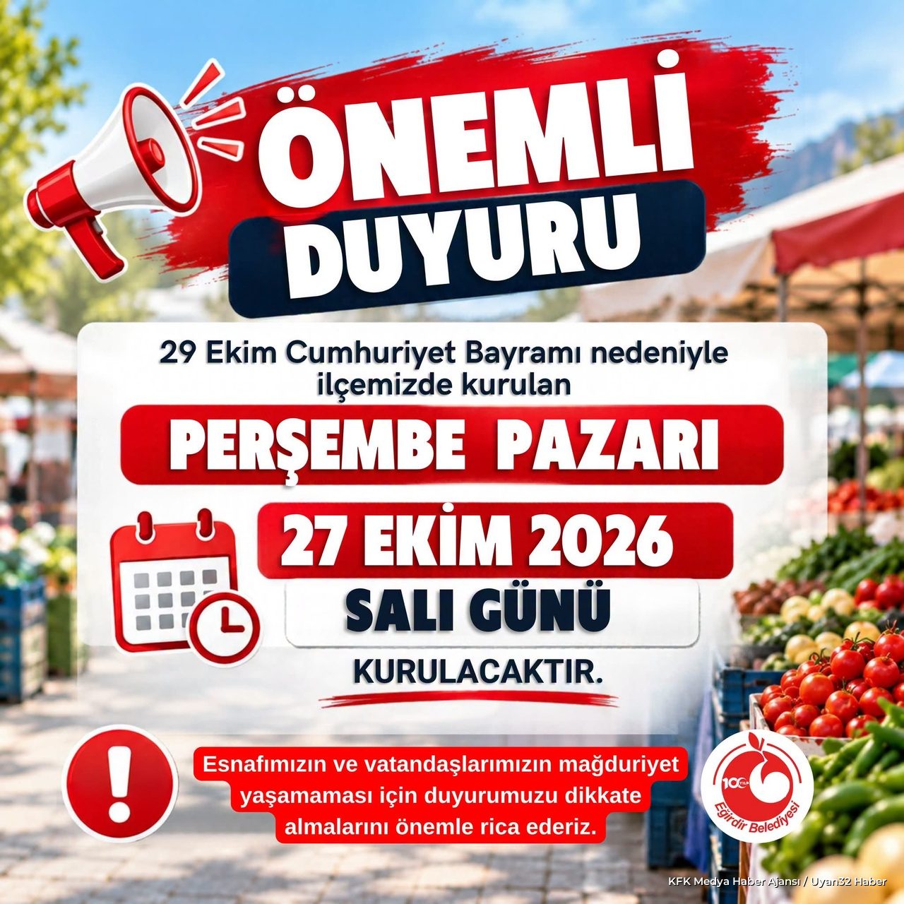 Belediye Duyurdu: Pazarın Günü Değişti