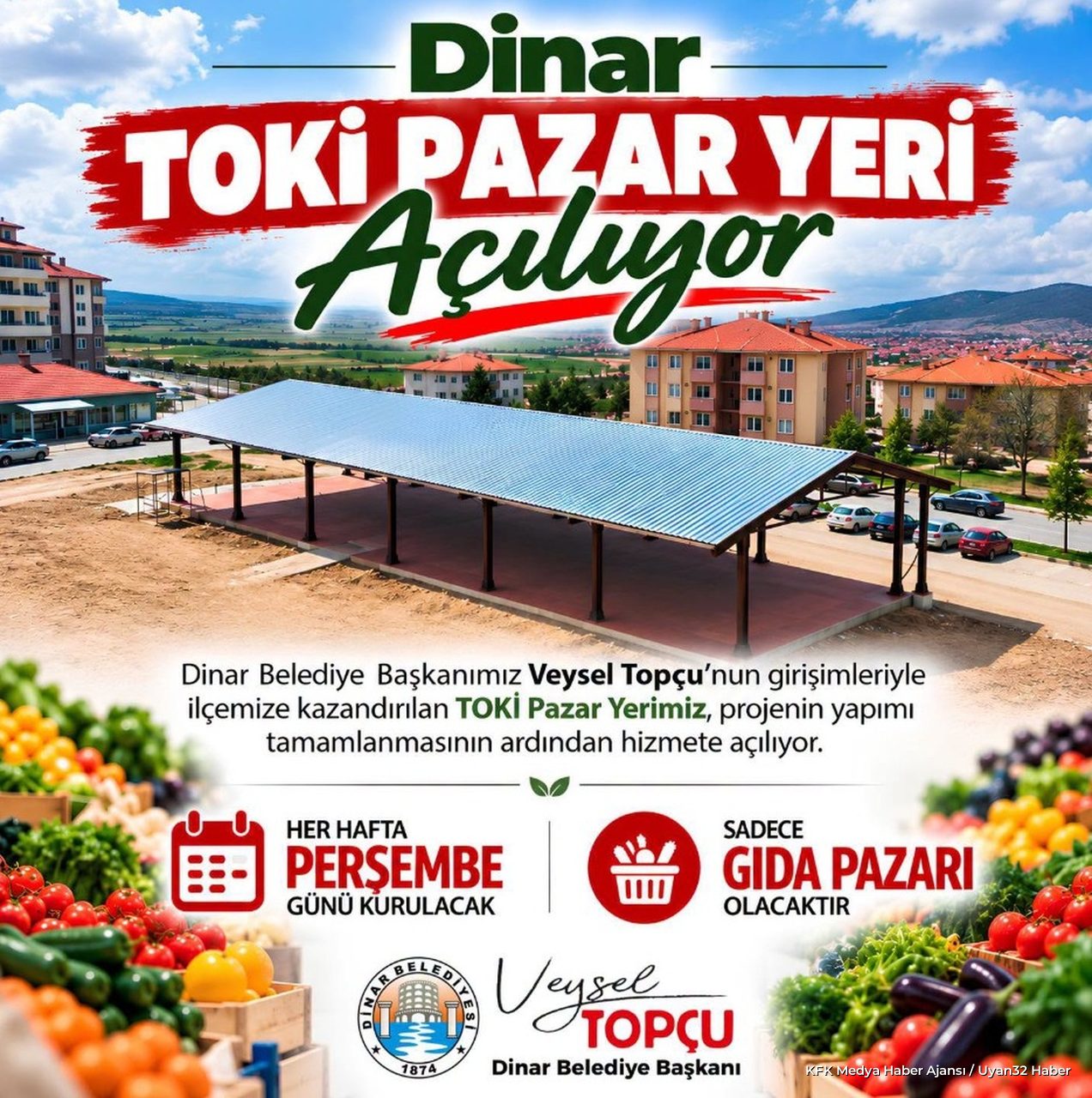 Dinar'da TOKİ Pazar Yeri Tamamlandı: Açılış Tarihi Açıklandı