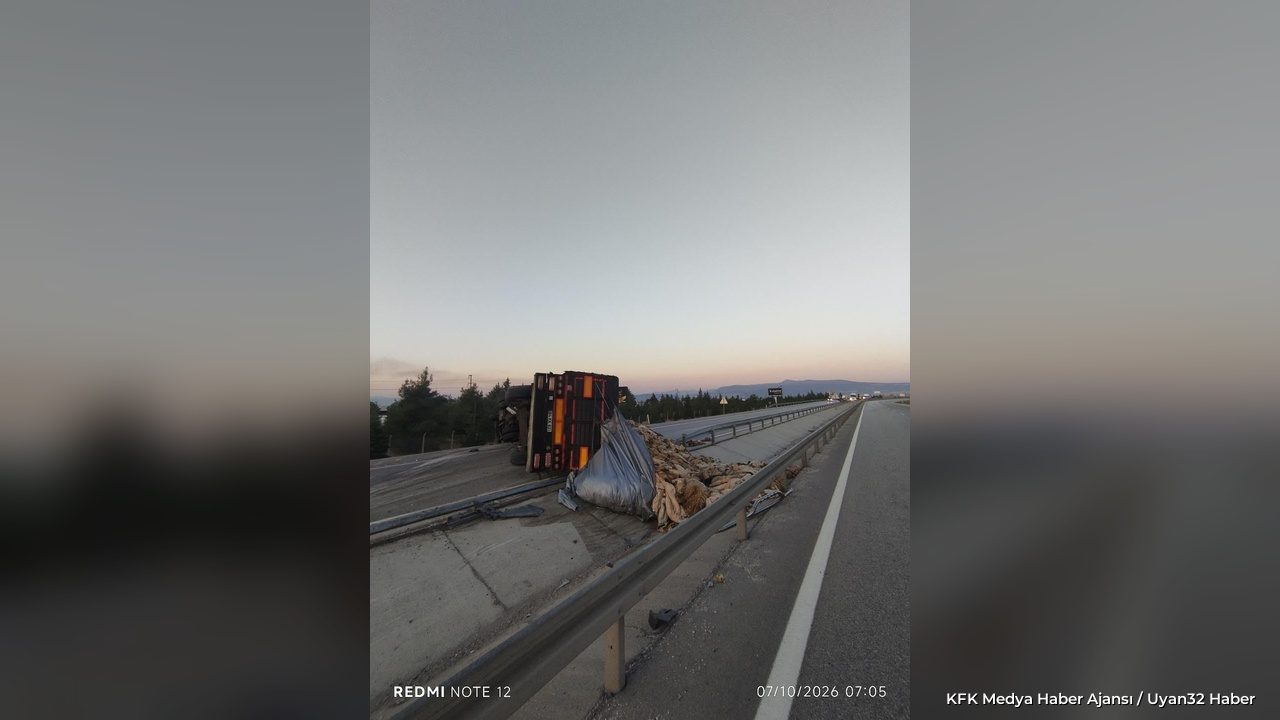 Isparta'da Deri Yüklü TIR Devrildi - Detay 8