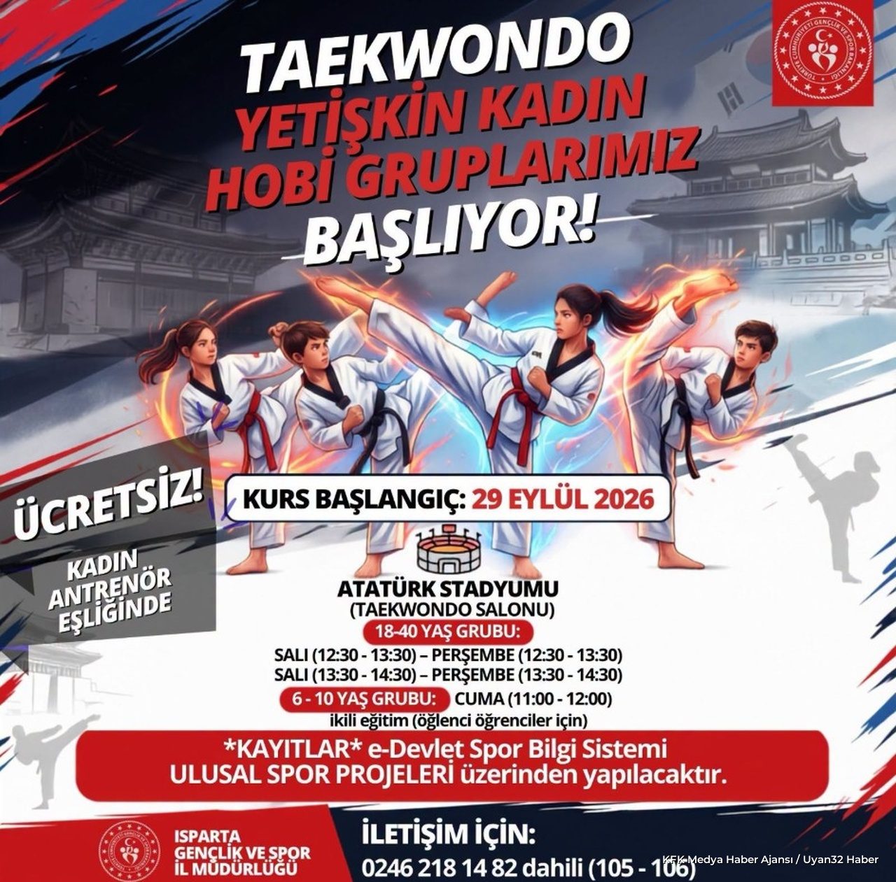 Isparta'da Kadınlara Özel Ücretsiz Taekwondo Kursu Kayıtları Başladı